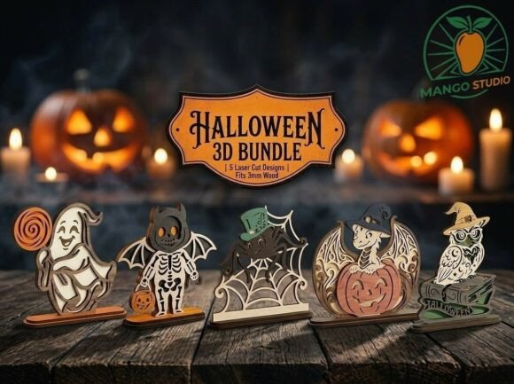 Download 3D Halloween Laser Cut Bundle SVG 3mm - Bundle Collection