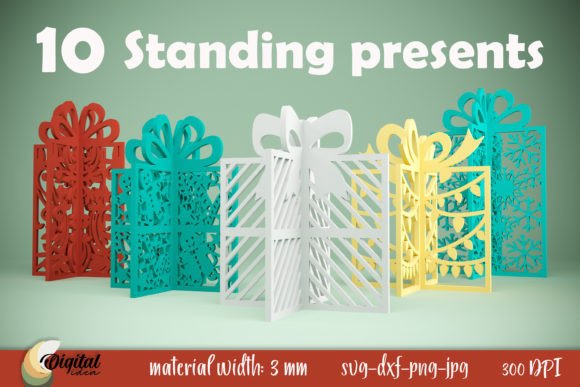 Download 3D Standing Presents Bundle. XMas Gifts - Bundle Collection