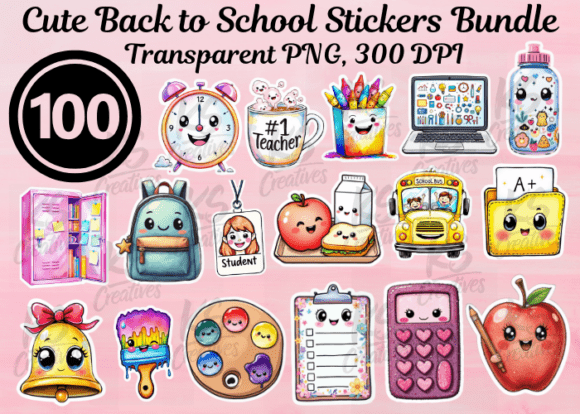 Download Cute Back to School Stickers Bundle - Bundle Collection