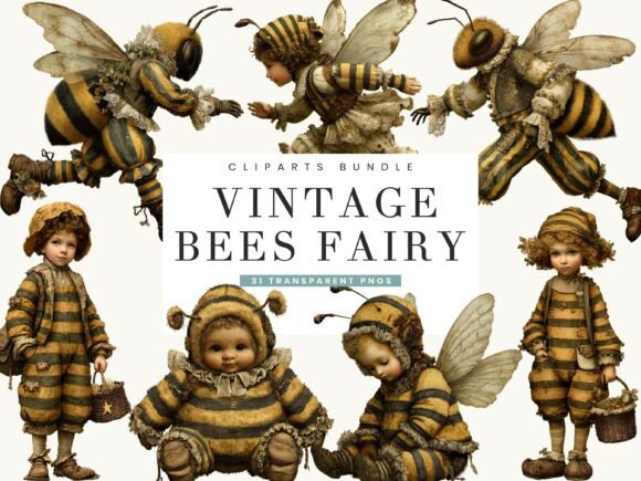 Download Vintage Bees Fairy Clipart Bundle - Bundle Collection