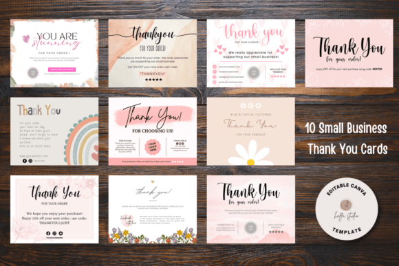 Download 10 Small Business Thank You Cards Bundle - Bundle Collection
