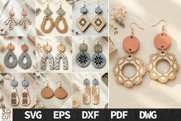 Download Boho Wood Earrings SVG Bundle - Bundle Collection