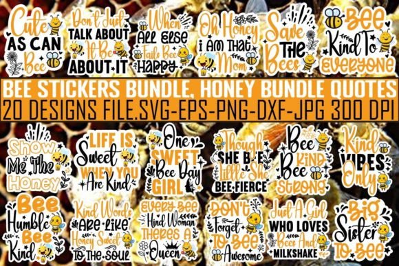 Download Bee Stickers Bundle, Honey Bundle Quotes - Bundle Collection