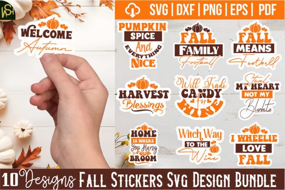 Download Fall Stickers Svg Design Bundle - Bundle Collection