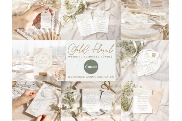 Download Gold Floral Wedding Invitation Bundle - Bundle Collection
