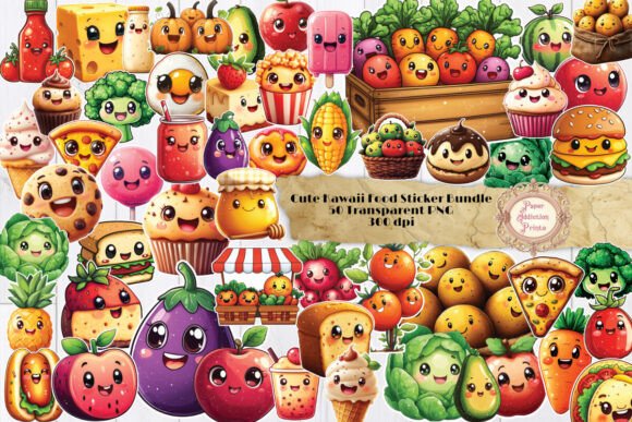 Download Cute Kawaii Food Sticker Bundle - Bundle Collection