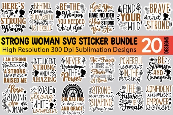 Download Strong Woman Sticker SVG Bundle - Bundle Collection