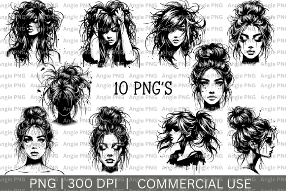 Download Messy Bun Hair PNG Vector Bundle - Bundle Collection