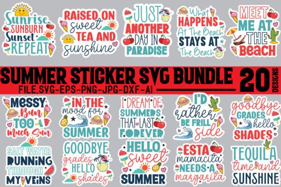Download Summer Sticker SVG Bundle, Summer SVG - Bundle Collection