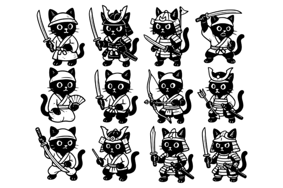 Download Cute Samurai Cat Clipart Bundle - Premium Resources