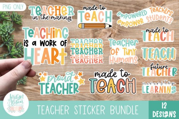 Download Teacher Sticker Bundle, 12 PNGs - Bundle Collection