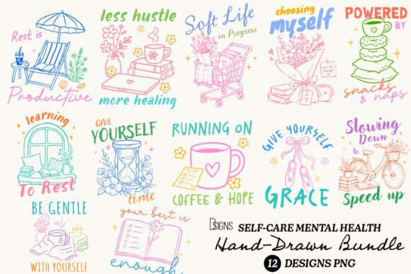 Download Cozy Self-Care Mental Health Bundle PNG - Bundle Collection