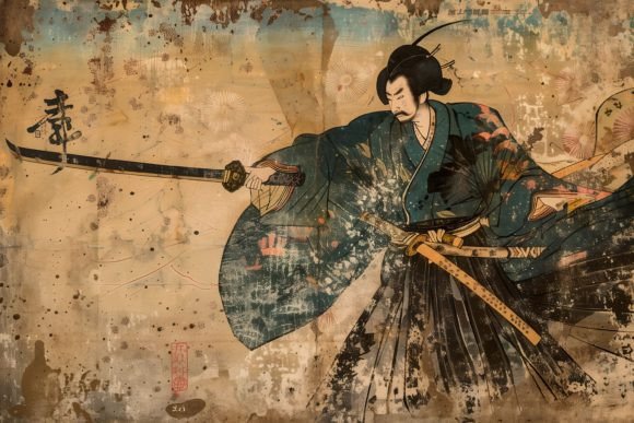 Download Japanese Illustration of a Samurai - Premium Bundle
