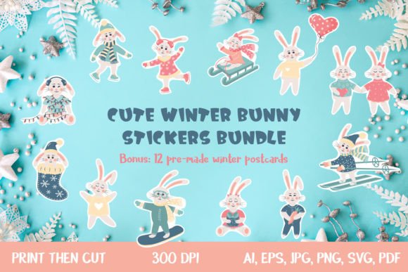 Download Cute Winter Bunny Stickers Bundle - Bundle Collection