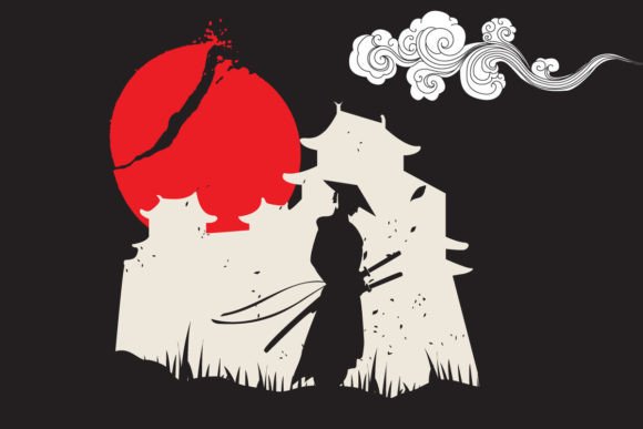 Download Samurai Warrior and Castle Silhouette - Samurai Collection