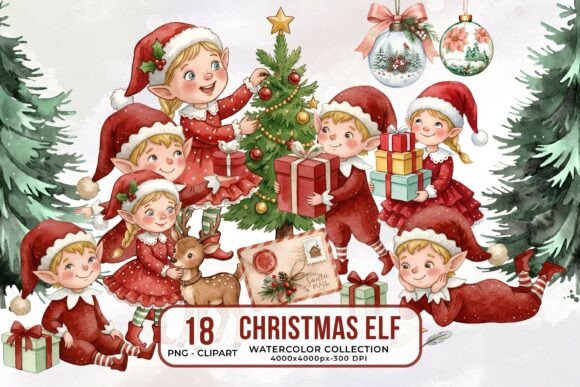 Download Christmas Elf Clipart PNG Bundle - Bundle Collection