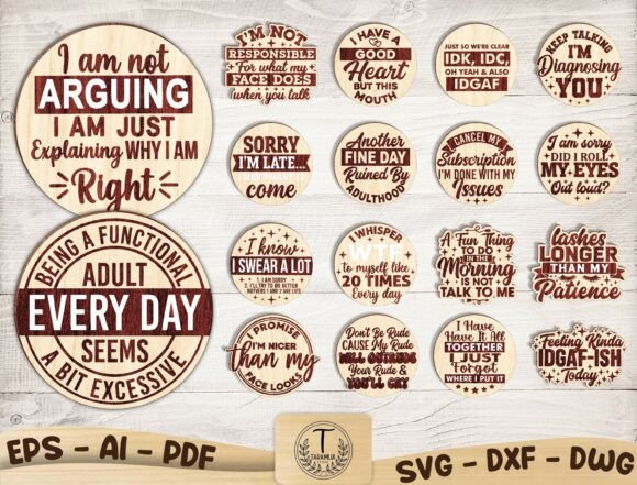 Download Sarcasm Quotes Laser Cut File SVG Bundle - Bundle Collection