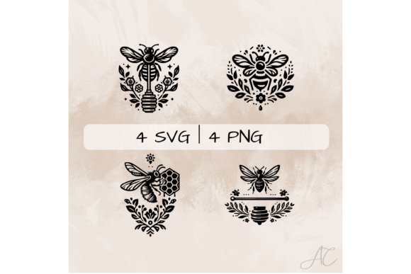 Download Floral Bee SVG Bundle, Bee PNG - Bundle Collection
