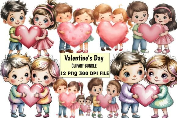 Download Cute Kids Valentine’s Day Clipart Bundle - Bundle Collection