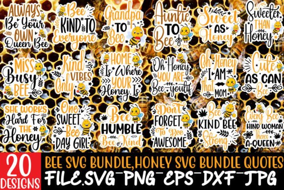 Download Bee Stickers Bundle, Honey Bundle Quotes - Bundle Collection