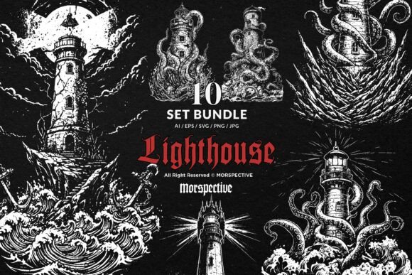 Download 10 Bundle Dark Art Lighthouse Kraken - Bundle Collection