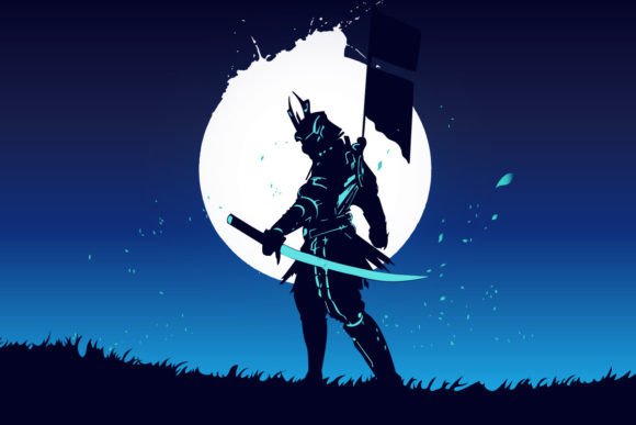 Download Future Samurai with Light Sword Cartoon - Premium Bundle