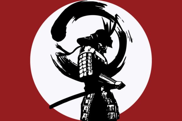 Download Samurai Standing on Sunrise Silhouette - Premium Bundle