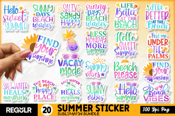 Download Summer Printable Png Stickers Bundle - Bundle Collection