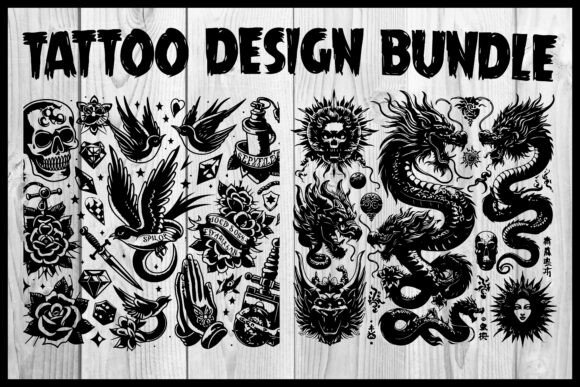 Download Tattoo T-Shirts, Stickers Design Bundle - Bundle Collection