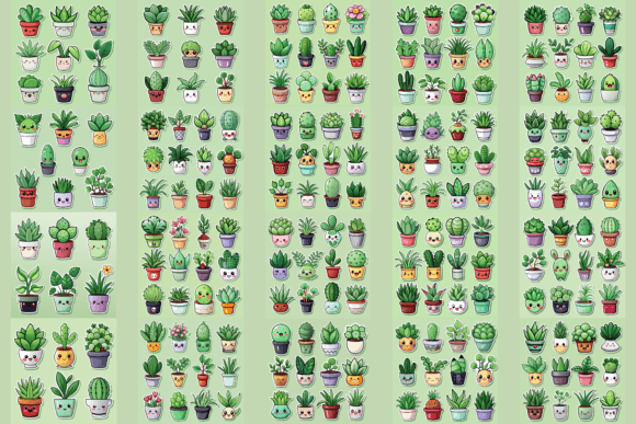 Download Kawaii Cute Potted Plant Sticker Bundle - Bundle Collection