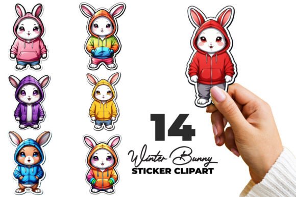 Download Winter Bunny Stickers Clipart Bundle - Bundle Collection