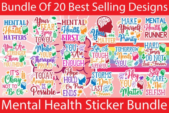 Download Mental Health Sticker Bundle,PRINTABLE - Bundle Collection
