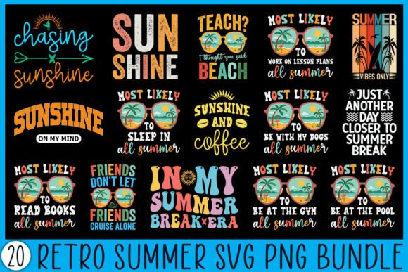 Download Trendy Retro Summer SVG PNG Bundle - Bundle Collection