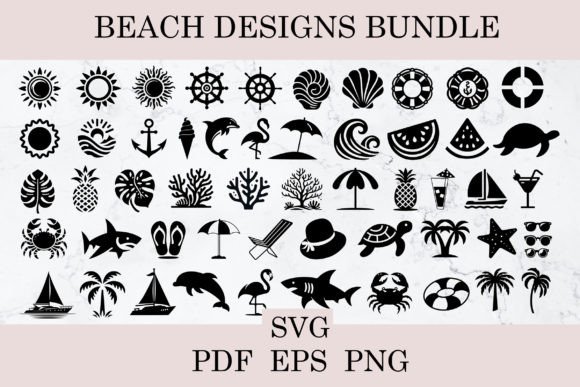 Download Beach Svg Bundle Summer Outline Clipart - Bundle Collection