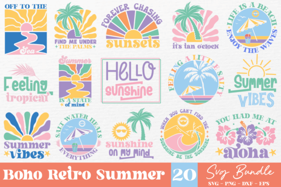 Download Boho Retro Summer SVG Bundle - Bundle Collection