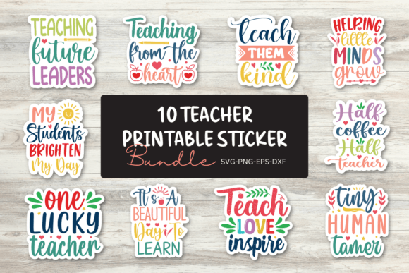 Download Printable 10 Teacher Stickers Bundle - Bundle Collection