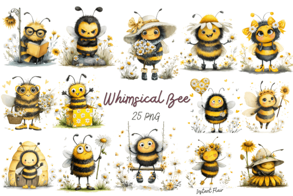 Download Whimsical Bee Clipart Bundle - Bundle Collection