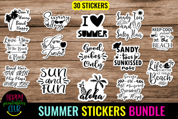 Download Summer Stickers Bundle- Printable Summer - Bundle Collection