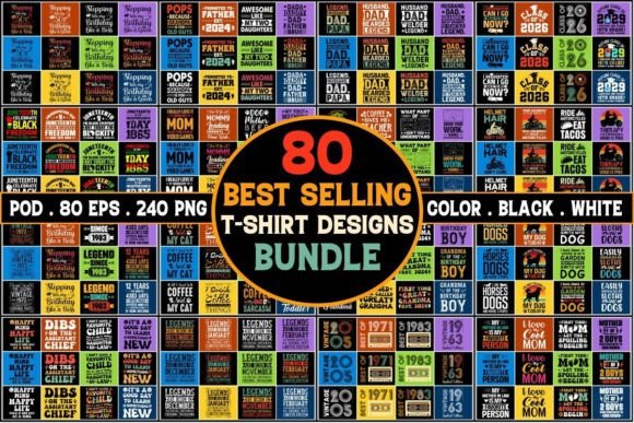 Download POD Best Selling T-Shirt Design Mega Bundle - Bundle Collection
