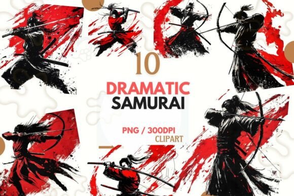 Download Dramatic Samurai Watercolor Clipart PNG - Premium Resources