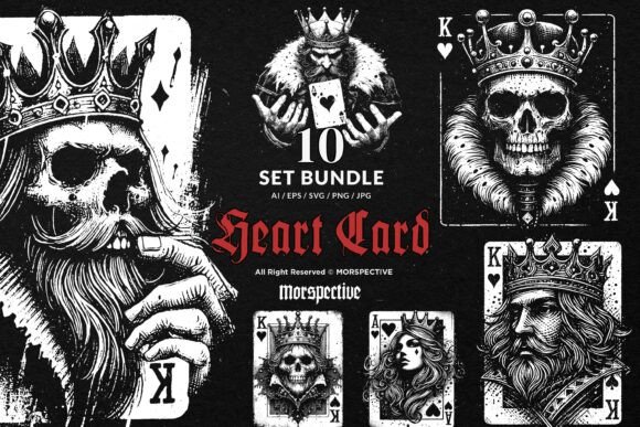 Download 10 Bundle Dark Art Heart Card King Queen - Bundle Collection
