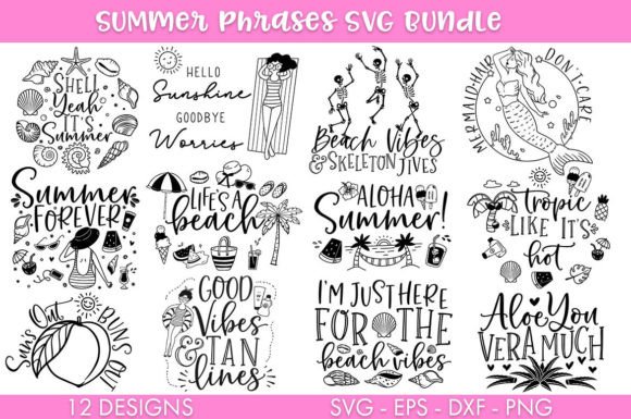 Download Summer Phrases SVG Bundle PNG Cut File - Bundle Collection