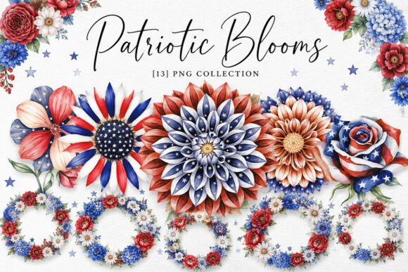 Download Patriotic Blooms Clipart Png Bundle - Bundle Collection